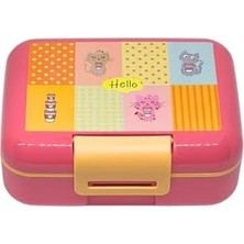 Storemax Bento 1600ML Lunchbox Sevimli Kedi Desenli Tek Katlı 2 Bölmeli Pp Plastik Sefer Tası Yemek Kutusu