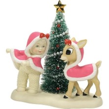 Storemax Department 56 Snowbabies Rudolph Kırmızı Burunlu Ren Geyiği Mutlu Noeller Clarice Heykelcik, 15 Cm, Çok Renkli