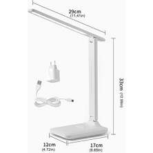 Storemax Şarjlı Masa Lambası 3 Renk Dokunmatik Telefon Standlı Kademeli Çalışma Okuma Işığı Lambası 9W (Beyaz)