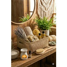 Luxway Home Jüt Kumaş Banyo Düzenleyici Sepet Dekoratif Çok Amaçlı Organizer Kutu 30X22X10