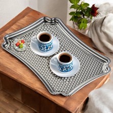 Storemax 6 Adet Paslanmaz Çelik Dekoratif Servis Tepsisi, Çelik Tepsi, 28X19 Cm, Gümüş Renk, Kahve Çay Sunum Söz Nişan Tepsi