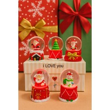 Biton Toptan 1 Adet Yeni Yıl  Noel Baba Temalı Yılbaşı Hediyesi Mini Boy Işıklı Kar Küresi 6,5 cm