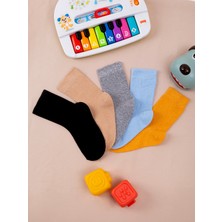 5'çift Bebek & Çocuk Çorap Düz Sade Derbi Dört Mevsim Okul Çorabı Hardal,mavi,gri,siyah,bej Renkleri