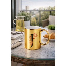 J Harfli Altın Sarısı Kupa Bardak