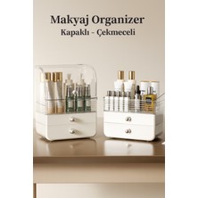 Adefco Kapaklı Makyaj Organizer Çekmeceli Kozmetik Düzenleyici Büyük Boy