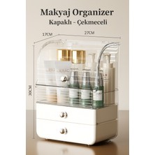 Adefco Kapaklı Makyaj Organizer Çekmeceli Kozmetik Düzenleyici Büyük Boy