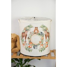 Luxway Home Zoo Baskılı Fileli Oyuncak Saklama Kutusu Kirli Çamaşır Sepeti Katlanır Düzenleyici Sepet 32X40