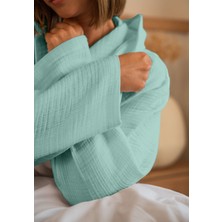 Monolisse % 100 Pamuk 4 Kat Müslin Ünisex Kapşonsuz Bornoz Mint S/m