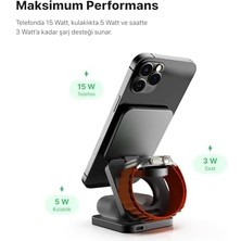Storemax Smart Kablosuz Şarj Standı 3'ü Bir Arada Mag Safe ile Uyumlu Qi2 15W Hızlı Şarj Cihazı X6402