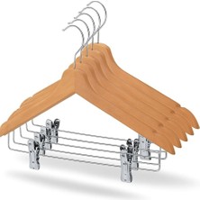 Storemax 6 Adet Ahşap Elbise Askısı – Altı Mandallı Askı, Gömlek, Etek ve Pantolon Askısı, Dolap ve Gardrop Için Mandallı Ahşap Askı-Çok Amaçlı Askılık (6)