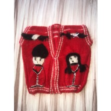 Mor Tırtıl El Örgüsü Kırmızı Unisex Çocuk Yeleği Patik Hediyeli