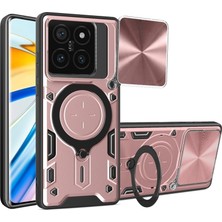 Alstrap Xiaomi Mi 14T Uyumlu Zırhlı Kılıf | Kamera Korumalı Sürgülü Kapaklı Yüzüklü Standlı Manyetik Telefon Kılıfı
