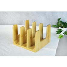 Storemax 4 Bölmeli Bambu Tabaklık ve Tabak Standı Organizer Düzenleyeci