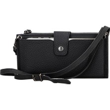 Sinerjim Lozan Strap 6.5 inch Uyumlu Deri Kartlıklı Kılıf ERC1 Siyah