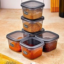 Storemax 6 Adet Square Etiketli Baharatlık Takımı - 550 ml - 6'lı Kare 0.55 Lt