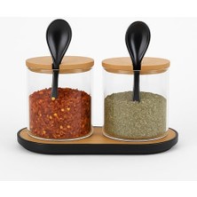 Storemax 2’li Cam Baharatlık Seti – Kaşıklı, Bambu Kapaklı ve Standlı | Şık Mutfak Düzeni & Pratik Kullanım