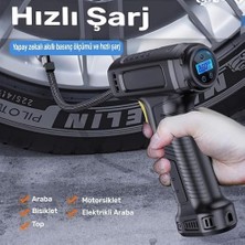 Storemax Npo HP03 150PSI 3600MAH Şarjlı LED Işıklı LCD Ekranlı Çok Amaçlı Taşınabilir Dijital Hava Pompası