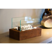 Mondelux Doğal Ahşap Masaüstü Şömine Yakıt + Taş Hediyeli