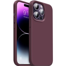 Storemax Ggm Aksesuar iphone 14 Pro Max (6.7) Inç Içi Kadife Lansman Silikon Kılıf Şok Emici Full Kasa Koruma Sağlayan Kılıf -Silicone With 14 Pro Max Gel Rubber Full Body Protection Cover (Bordo)