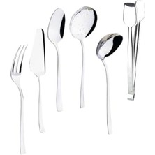 Storemax Deniz 6 Parça Paslanmaz Çelik Kevgir Kaşık Kepçe Izgara Maşa Servis Takımı Seti