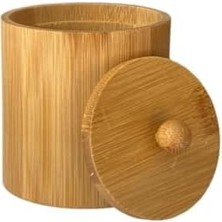 Storemax Doğal Bambu Ahşap Baharatlık – Kapaklı Silindir Saklama Kabı | 9X10 cm El Yapımı Mutfak Düzeni