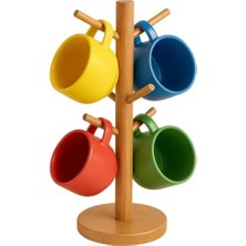 Storemax Ahşap Bambu Kupa Bardak Askısı 6'lı Stand Doğal Mutfak Tezgahı Için Kupa Standı Bardak Tutucu Modern Dekoratif Dayanıklı Kolay Kurulumlu Organizer (Yuvarlak)