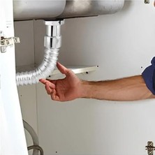Storemax 80 cm Krom Körüklü Lavabo Gider Borusu – Esnek Metal Lavabo Sifon Hortumu, Uzatılabilir Gider Borusu, Banyo ve Mutfak Lavaboları Için Dayanıklı Sifon Bağlantı Hortumu