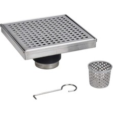 Storemax Oatey DSS2060R2 Designline Paslanmaz Çelik Kendin Yap Duş Tahliyesi, Ayarlanabilir Düzleştirme Ayaklı ve Saç Tutuculu Kare Izgara, 15,24 x 15,24 Cm, 15,24 cm