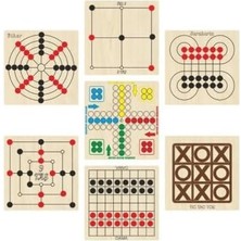 Storemax Ahtek Ahşap Zeka ve Oyun Seti 7 Li, Kızma Birader+Dama+3 Taş+9 Taş+Bihar+Surakarta ve Tic-Tac-Toe ETICSET247