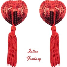 Intive Lingerie Intive Fantasy Pullu Püskül Detaylı Göğüs Ucu Kapatıcı (Siyah/kırmızı)