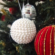 Storemax Lüks Yılbaşı Topu 8cm Beyaz Inci Top Süs 3lü AST7269
