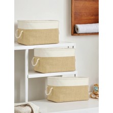 Luxway Home 3 Lü Küçük Boy Jüt Dolap Içi Çamaşır Çocuk Odası Oyuncak Düzenleyici Katlanır Saklama Sepeti