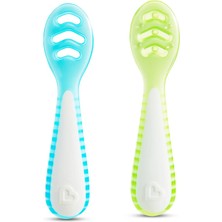 Munchkin Gentle Dip İlk Bebek Kaşığı | 2’li Set | 4 Ay+ | Aşamalı Beslenme | BPA İçermez | Unisex |Mavi/Yeşil