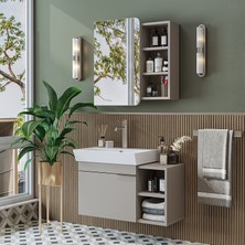Roomart Likya Tek Kapaklı Lavabolu 82 cm Banyo Alt Dolabı + Üst Dolabı, Lavabolu Mdflam Banyo Dolabı Takımı