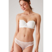Pierre Cardin Kadın Ekru 4798 Pisa Push Up Dolgulu Dantelli Straplez Fantezi Iç Çamaşır Takımı