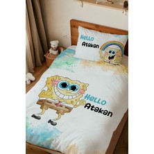 Homamia Isme Özel Baskılı %100 Pamuk Tek Kişilik Nevresim Takımı Sunger Bob