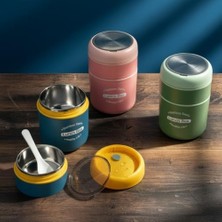 Storemax Çelik Yemek Termosu 2 Katlı Kaşıklı - 304 Paslanmaz Çelik Beslenme Kutusu | /soğuk Tutma Özellikli Vakumlu Öğle Yemeği Seferi Tası (710 Ml, Çap: 10 Cm, Yük: 15.5 Cm) (Yeşil)