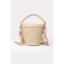 Icone Hasır Kova El Omuz Çantası Bej