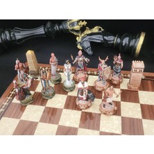 Kadeş Savaşı – Mısır ve Hitit El Yapımı Satranç Takımı, Kral 11CM, Sedefli Ceviz Tahtalı