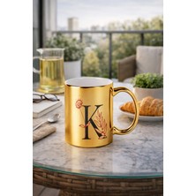 K Harfli Altın Sarısı Kupa Bardak