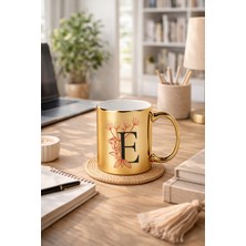 E Harfli Altın Sarısı Kupa Bardak