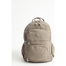 Sanmorris Unisex Suya Dayanıklı Vizon Renkli Krinkıl Kumaş Çok Gözlü Orta Boy Laptop Okul Ve Sırt Çantası