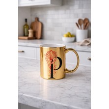 P Harfli Altın Sarısı Kupa Bardak