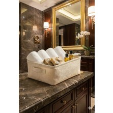 Luxway Home Havlu Kumaş Banyo Düzenleyici Sepet Dekoratif Çok Amaçlı Organizer Kutu 37X27X10