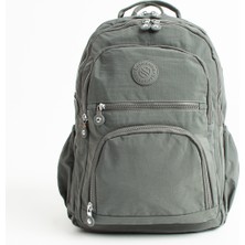 Sanmorris Unisex Suya Dayanıklı Krinkıl Kumaş Çok Gözlü Orta Boy Koyu Gri Renkli Laptop Okul Ve Sırt Çantası