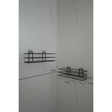 Storemax Banyo Yapışkanlı Siyah 2 Adet Tek Katlı Düz Şampuanlık Tş01, Delmeye Son, Matkap Vida Yok