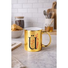 Ü Harfli Altın Sarısı Kupa Bardak