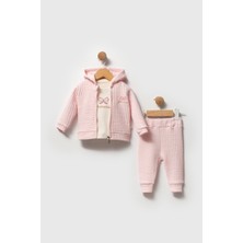 Melisa Bebe Kız Bebek Takım 3parça Hırkalı Princess Fiyonklu