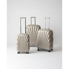 Madame Coco Huitre 3'lü Set Valiz/bavul - Bej