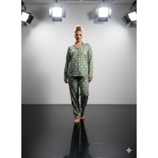 Sude Battal Beden Önden Düğmeli Pijama Takımı